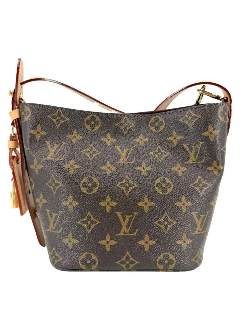 Louis Vuitton 2-Way Monogram All in BB Bucket Bag Crossbody Brown Gold Vintage